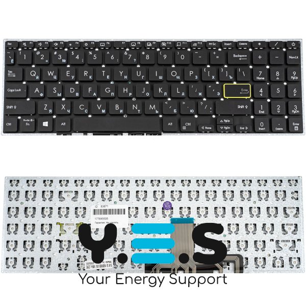 Клавіатура для ноутбука ASUS X521 series — розкладка RU, чорна, без рамки (без фрейма)