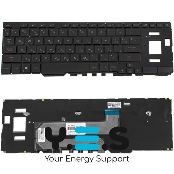 Клавіатура для ноутбука ASUS GX550 Series, RU-розкладка, чорна, без рамки, з підсвіткою клавіш