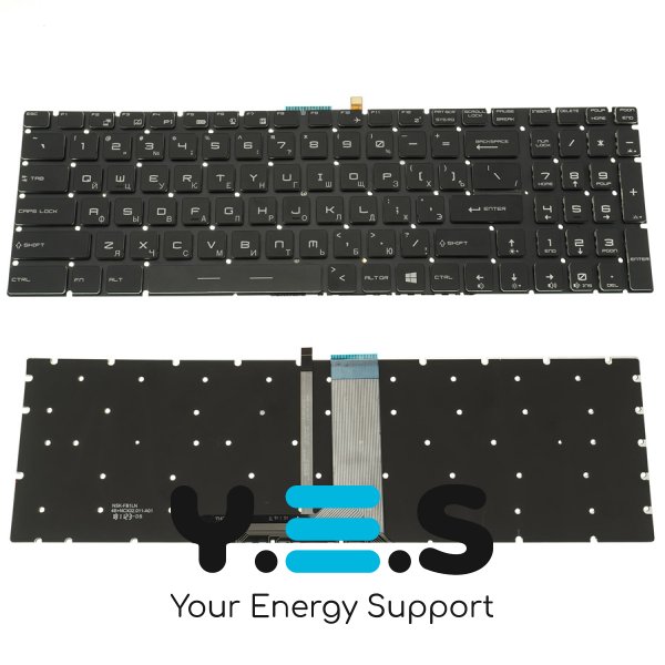 Клавіатура для ноутбука MSI GV62, GT62 — чорна, без рамки, RU-розкладка, з підсвіткою клавіш