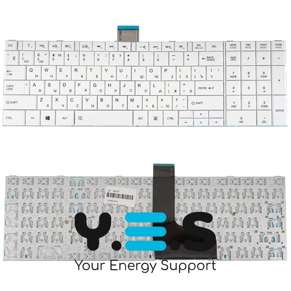 Клавіатура для ноутбука Toshiba Satellite C50, C50D, C55, C55D — біла chiclet, RU-розкладка