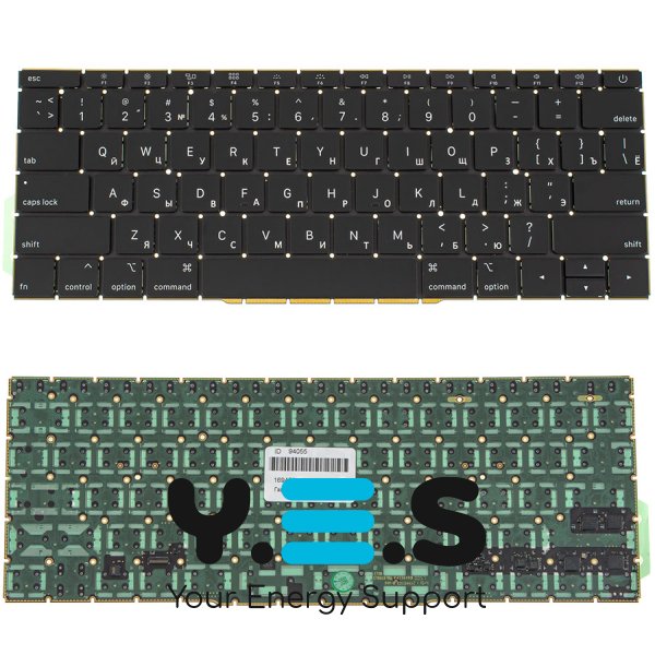 Клавіатура для ноутбука Apple MacBook Pro Retina A1708 (2016–2017), чорна, RU-розкладка, малий Enter, підсвітка клавіш, Original