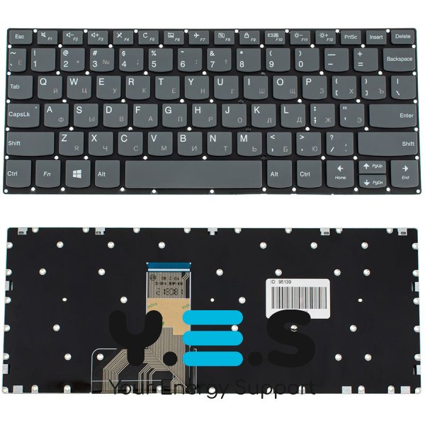 Клавіатура для ноутбука Lenovo IdeaPad 120S-11IAP, розкладка RU, чорна, без рамки (кнопка Dell)