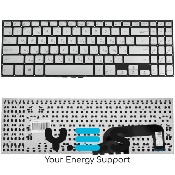 Клавіатура для ноутбука ASUS X507 series, розкладка RU, срібляста, без фрейма (Original)