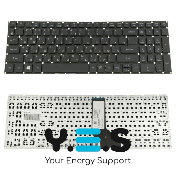 Клавіатура для ноутбука ACER E5-522 / E5-573, RU-розкладка, чорна, без рамки, Original