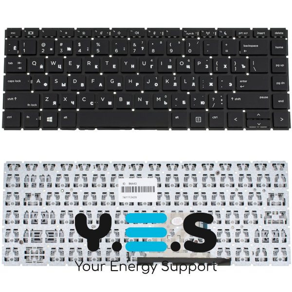 Клавіатура для ноутбука HP ProBook 440 G6 / 445 G6 — чорна, RU-розкладка, без рамки