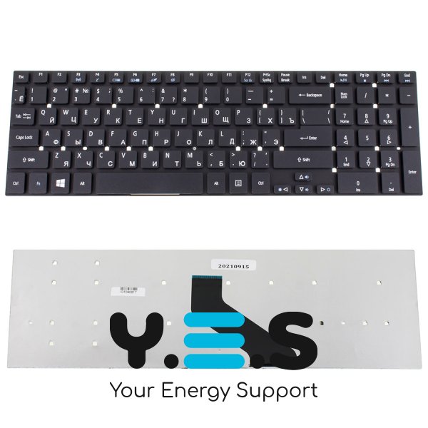 Клавіатура для ноутбука Acer (AS: 5755, 5830, E1-522, E1-532, E1-731, V3-551, V3-731), RU-розкладка, чорна, без рамки — Original