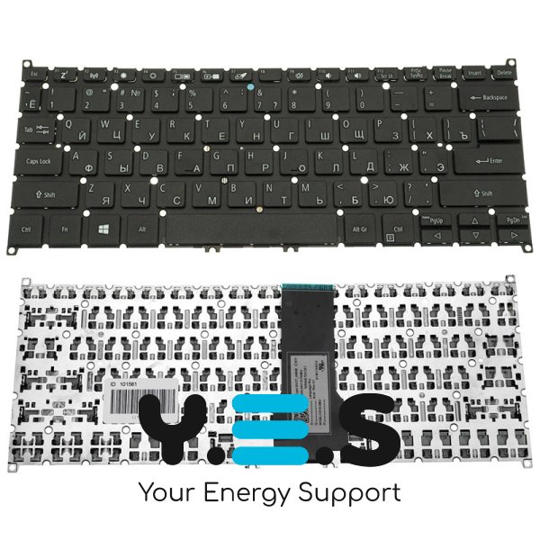 Клавіатура для ноутбука Acer (AS: SP513-52), RU-розкладка, чорна, без рамки