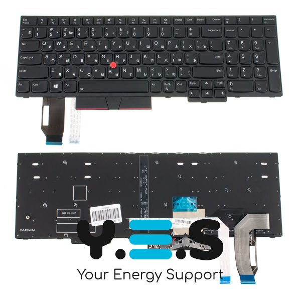 Клавіатура для ноутбука Lenovo ThinkPad Edge T590, L590 — чорна, RU-розкладка, підсвітка клавіш