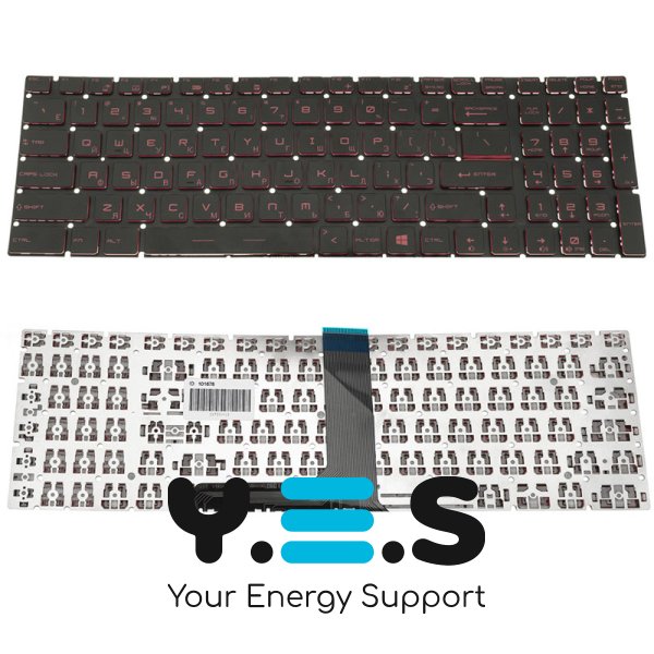 Клавіатура для ноутбука MSI GV62, GT62 — чорна, розкладка RU, без рамки, підсвітка RED