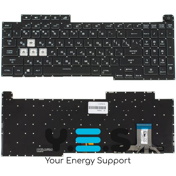 Клавіатура для ноутбука ASUS G713 series (2021) — чорна, без рамки, розкладка RU, RGB-підсвічування клавіш (4)