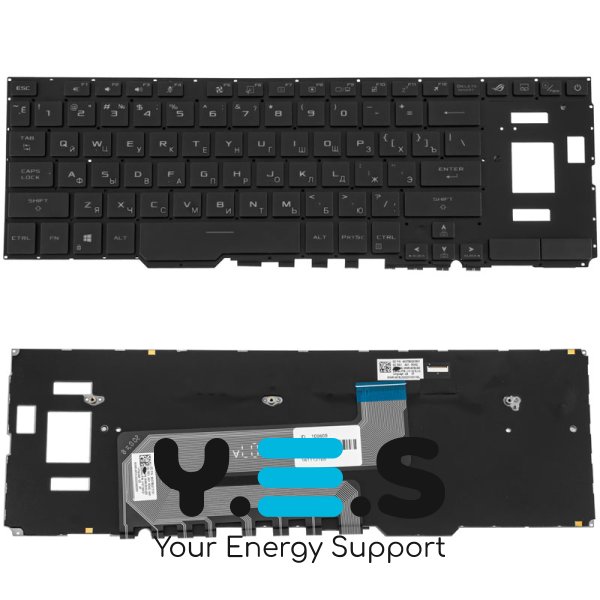Клавіатура для ноутбука ASUS GX551 series — чорна, без рамки, з підсвіткою клавіш, RU-розкладка