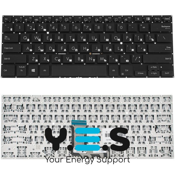 Клавіатура для ноутбука ASUS B1400 series, RUS-розкладка, чорна, без рамки (без фрейма)