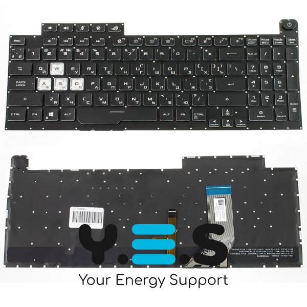Клавіатура для ноутбука ASUS G731GU, G731GV — українська розкладка, чорна, без рамки, RGB-підсвітка клавіш (RGB 4) Original