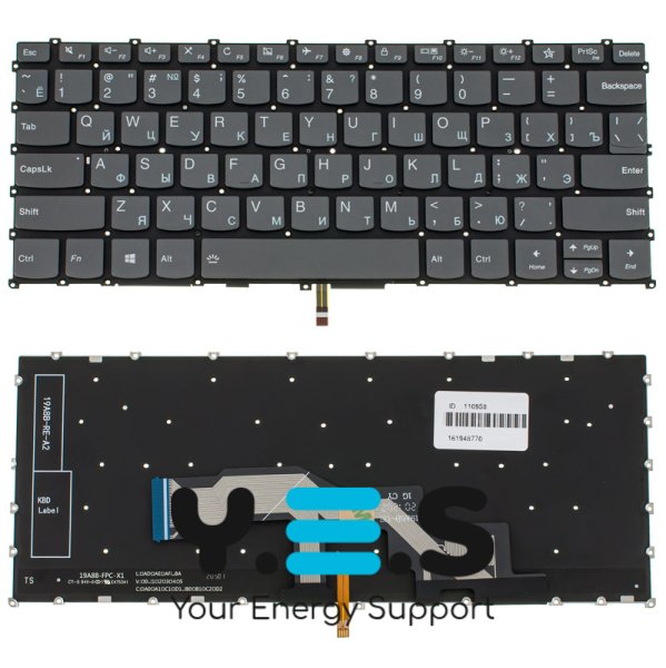 Клавіатура для ноутбука Lenovo IdeaPad S540-13ARE — RU-розкладка, чорна, без рамки, з підсвіткою клавіш