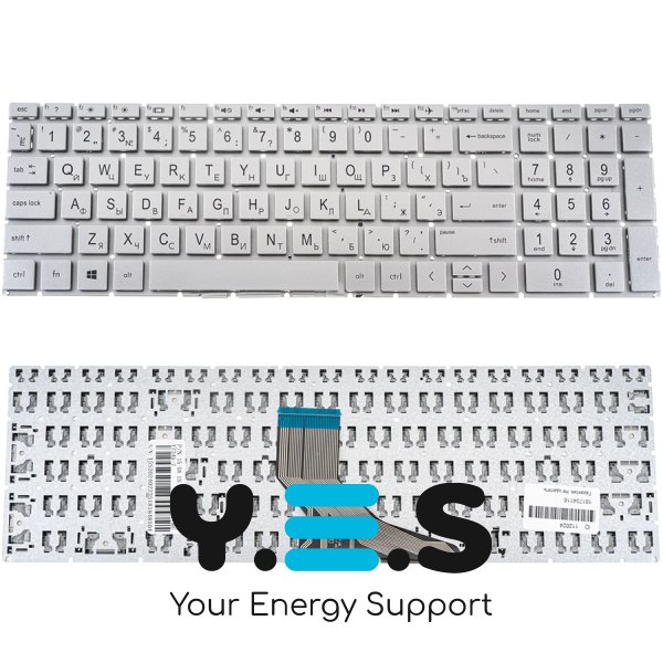 Клавіатура для ноутбуків HP 250 G7 та 255 G7 series, RU-розкладка, срібляста, без рамки