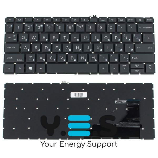 Клавіатура для ноутбука HP ProBook 830 G8 / 835 G8 — чорна, RU-розкладка, без рамки