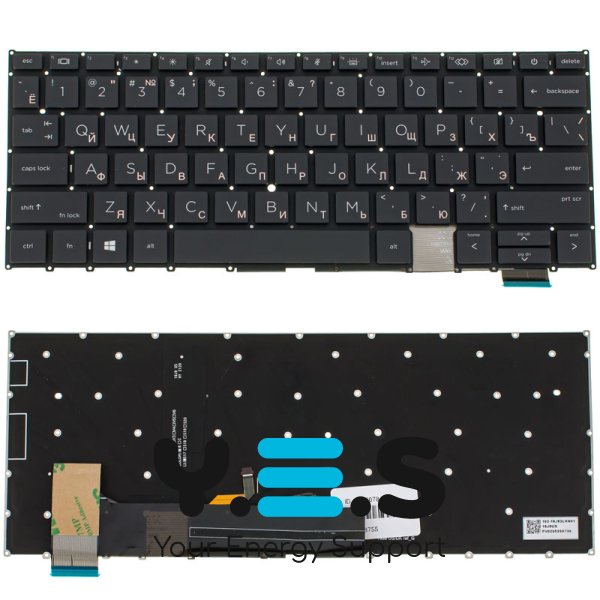 Клавіатура для ноутбука HP EliteBook X360 1030 G8, розкладка RU, чорна, без рамки