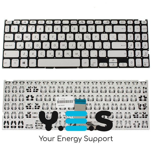Клавіатура для ноутбука ASUS X509 series, RU-розкладка, срібляста, без рамки