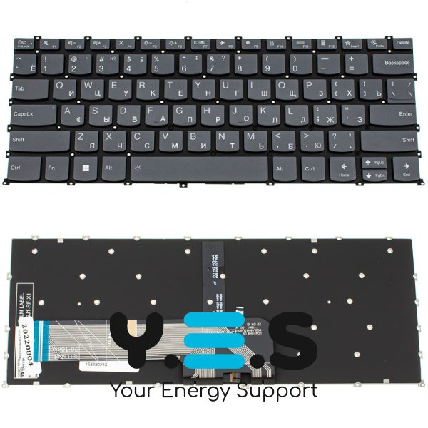 Клавіатура для ноутбука Lenovo IdeaPad 5-14 series — RU-розкладка, onyx black, без рамки, з підсвіткою клавіш