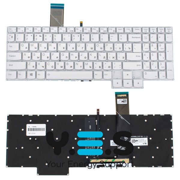 Клавіатура для ноутбука Lenovo Legion 5-15 series, RU-розкладка, біла, з підсвіткою клавіш, без рамки