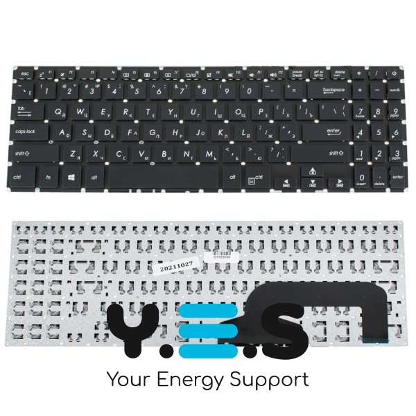 Клавіатура для ноутбуків ASUS X507 series, RUS-розкладка, чорна, без рамки