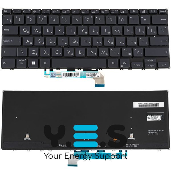 Клавіатура для ноутбука ASUS B3302 series, чорна, RU-розкладка, без рамки (без фрейма)