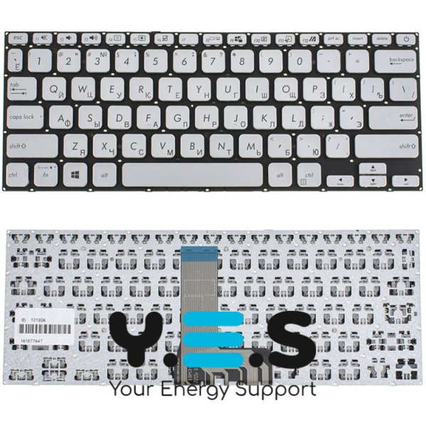Клавіатура для ноутбука ASUS X409 Series, розкладка RU, срібляста, без рамки (без фрейма)
