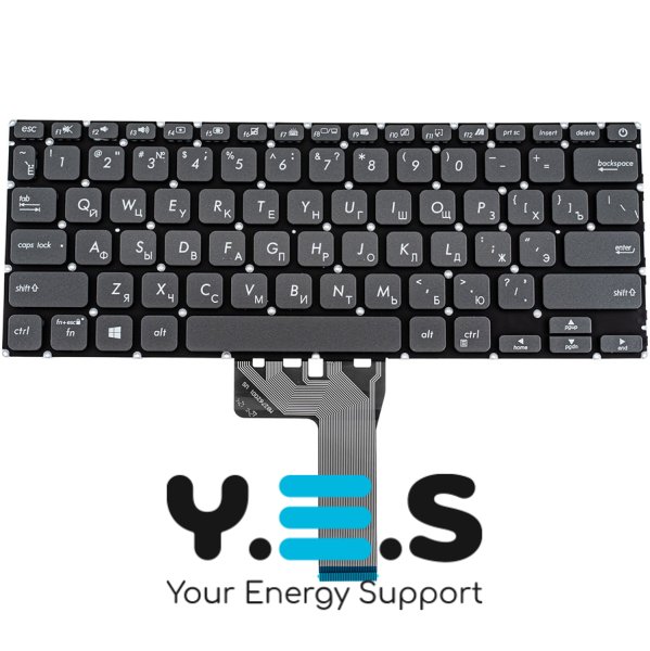 Клавіатура для ноутбуків ASUS X409 Series, RU-розкладка, сіра, без рамки, з підсвіткою клавіш