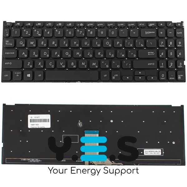 Клавіатура для ноутбука ASUS серії X512 — чорна, без рамки, з підсвіткою клавіш, RU-розкладка