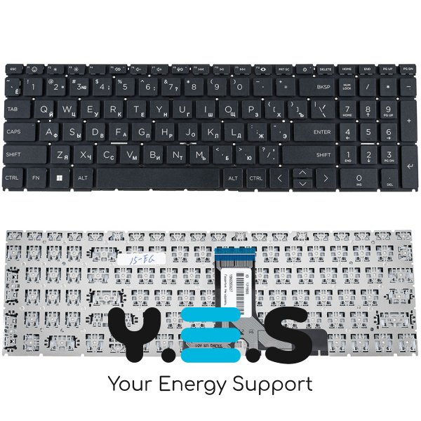 Клавіатура для ноутбука HP Pavilion 15-EG, 15-EH — чорна, RU-розкладка, без рамки