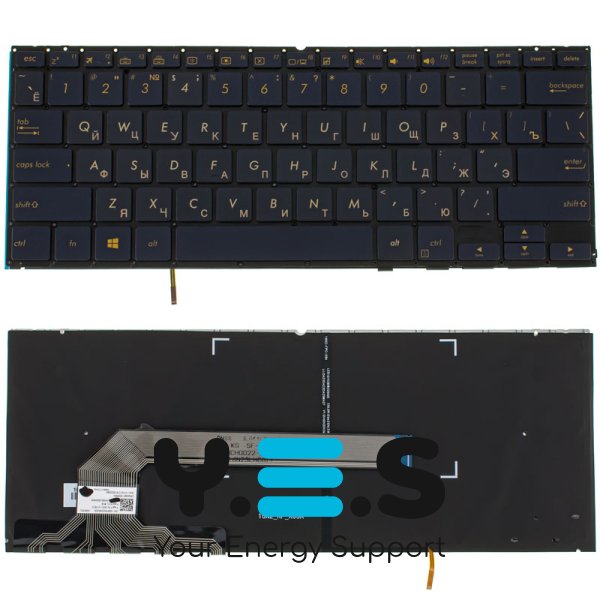 Клавіатура для ноутбука ASUS UX370 series — RU розкладка, синя, без рамки, з підсвіткою клавіш