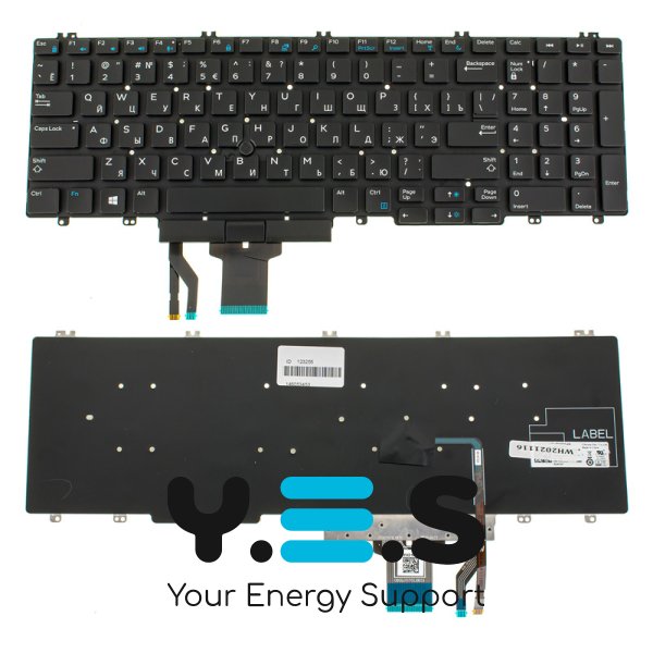 Клавіатура для ноутбука Dell Precision 7530, 7730 — RU-розкладка, чорна, без рамки (без фрейма)