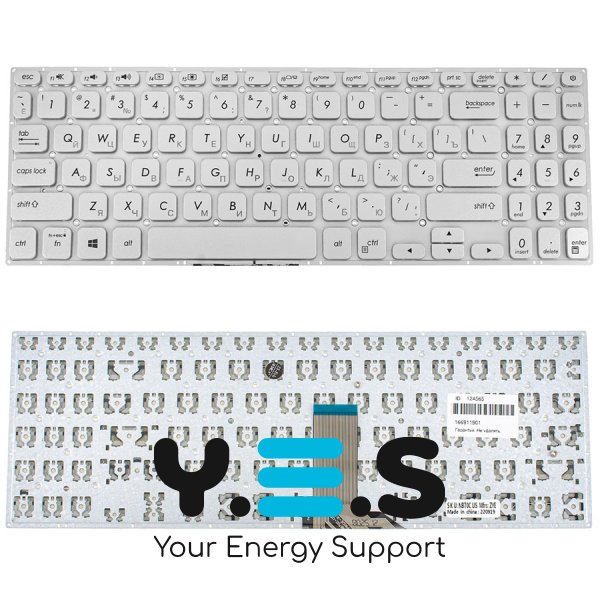 Клавіатура для ноутбука ASUS серії X530, розкладка RU, срібляста, без рамки