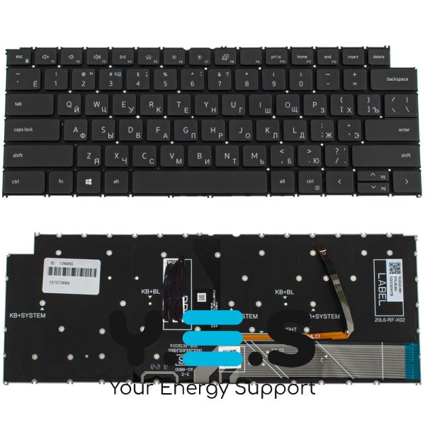 Клавіатура для ноутбука Dell Vostro 5310, 5320 — чорна, RU-розкладка, підсвітка клавіш, без рамки