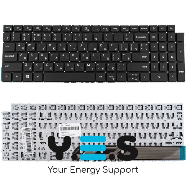 Клавіатура для ноутбука Dell Vostro 3510, 3520 — чорна, розкладка RU, без рамки