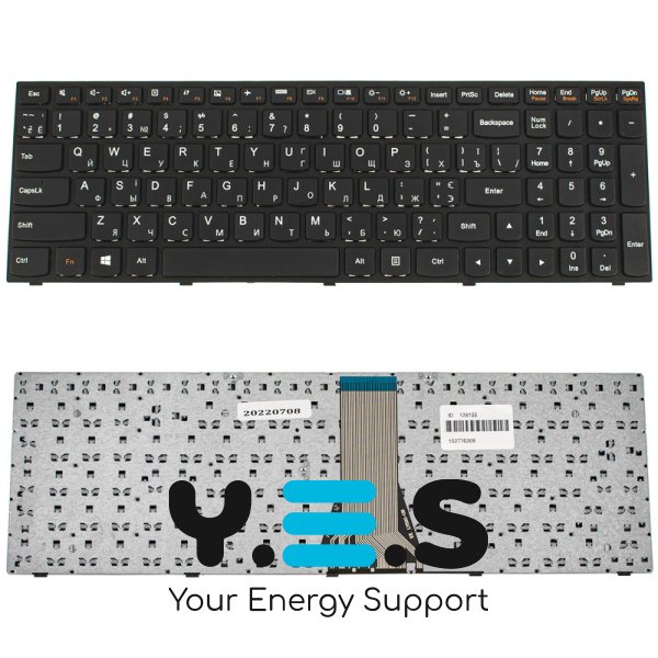 Клавіатура для ноутбука Lenovo G50-30 / G50-45 / G50-70 / Z50-70 / Z50-75 / Flex 2-15, українська розкладка, чорна