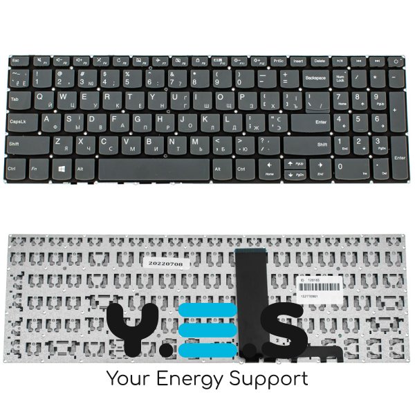 Клавіатура для ноутбука Lenovo IdeaPad 320-15 series, українська розкладка, onyx black, без рамки