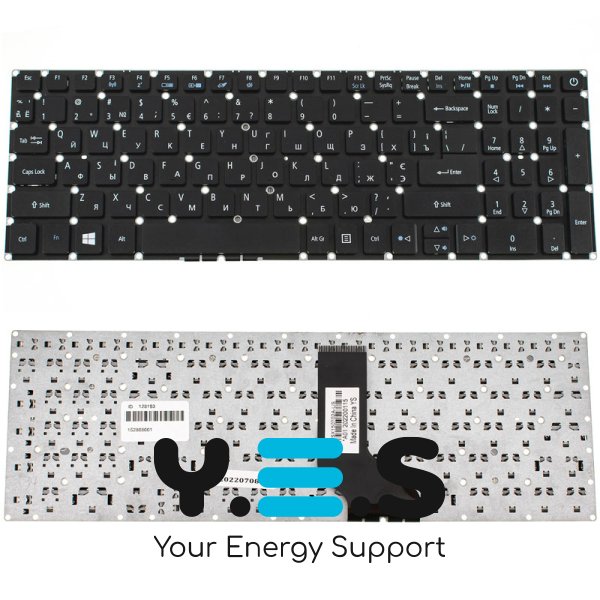 Клавіатура для ноутбука Acer E5-522 / E5-573 — українська розкладка, чорна, без рамки