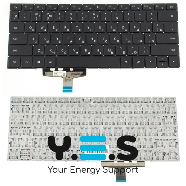 Клавіатура для ноутбука HUAWEI серії W19, RU-розкладка, чорна, без рамки