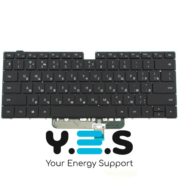 Клавіатура для ноутбука HUAWEI W29 series, чорна, без рамки, з підсвіткою клавіш, RU-розкладка