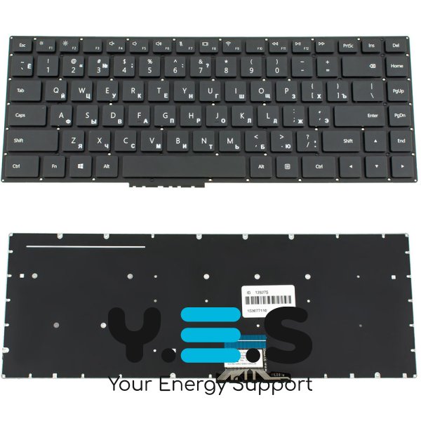 Клавіатура для ноутбука HUAWEI (серії W50, W60) з RU-розкладкою, чорна, без рамки