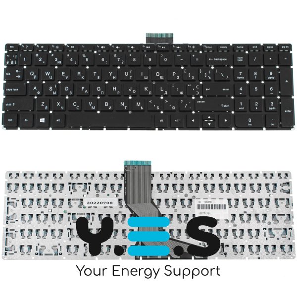 Клавіатура для ноутбука HP Pavilion 15-AK — українська розкладка, чорна, без рамки (без фрейма)