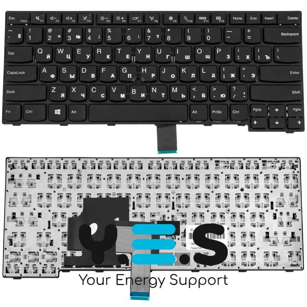 Клавіатура для ноутбука Lenovo ThinkPad E450, E450c, E455 series — чорна, RUS-розкладка, без джойстика