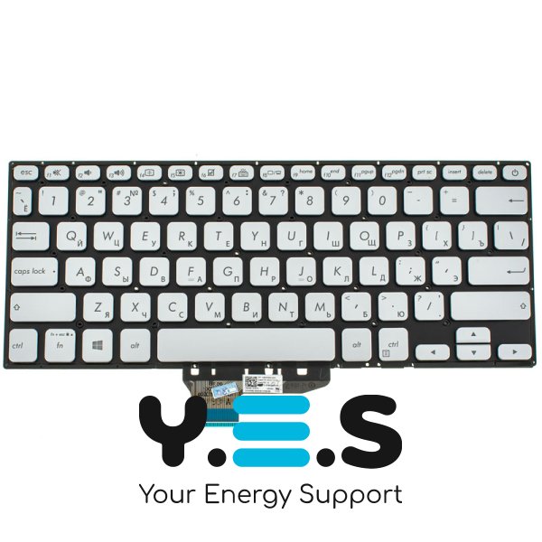 Клавіатура для ноутбука ASUS X430 series, розкладка RU, срібляста, без рамки, з підсвіткою клавіш