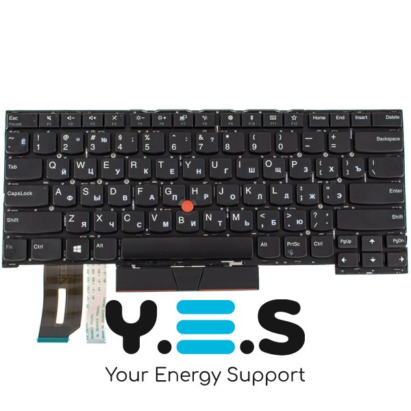 Клавіатура для ноутбука Lenovo ThinkPad T490s, T495s — чорна, без рамки, RU-розкладка