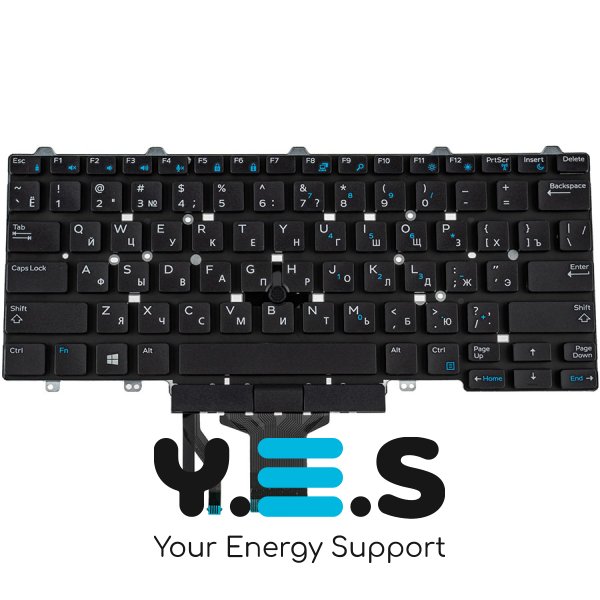 Клавіатура для ноутбука Dell Latitude E5450, E7450 — RU-розкладка, чорна, без рамки, з джойстиком