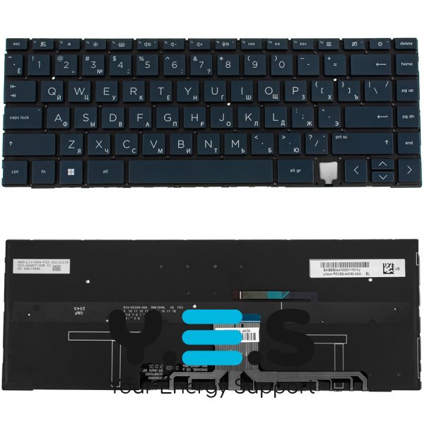 Клавіатура для ноутбука HP 14‑EA — RU розкладка, чорна, без рамки, з підсвіткою клавіш