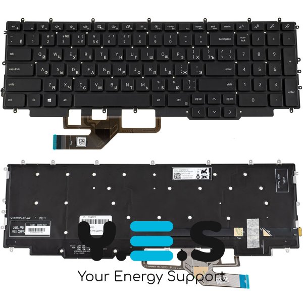 Клавіатура для ноутбука Dell Inspiron G7 7700 — RU-розкладка, чорна, без рамки, RGB-підсвітка клавіш