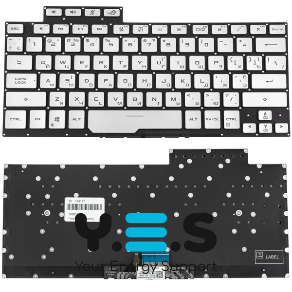 Клавіатура для ноутбука ASUS GA401 series (UKR), срібляста, без рамки, з підсвіткою клавіш