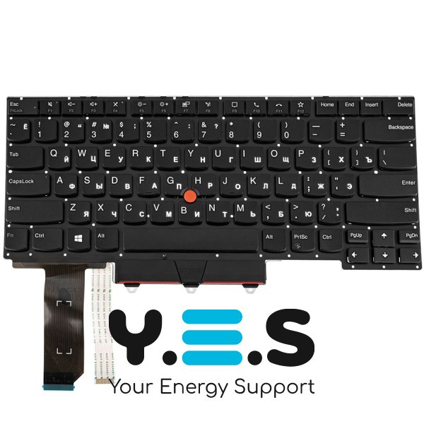 Клавіатура для ноутбука Lenovo ThinkPad E14 Gen 3, розкладка RU, чорна, без рамки